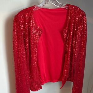Red Sequin Cardigan
